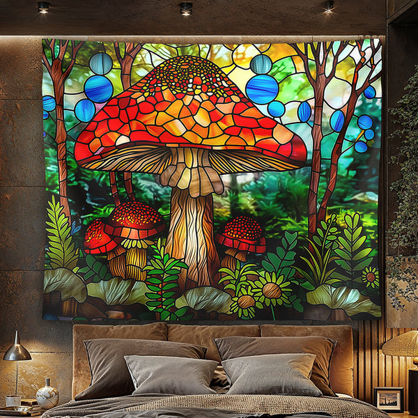 Mushroom Mosaic Tapestry