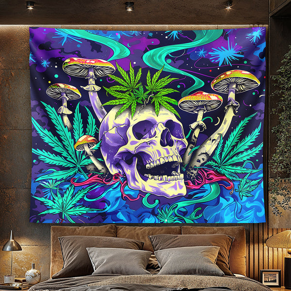 Psychedelic Skull Garden Tapestry
