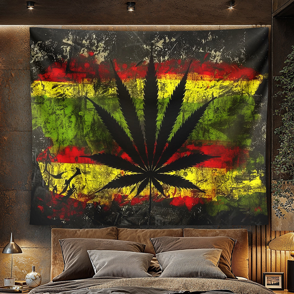 Rasta Leaf Tapestry