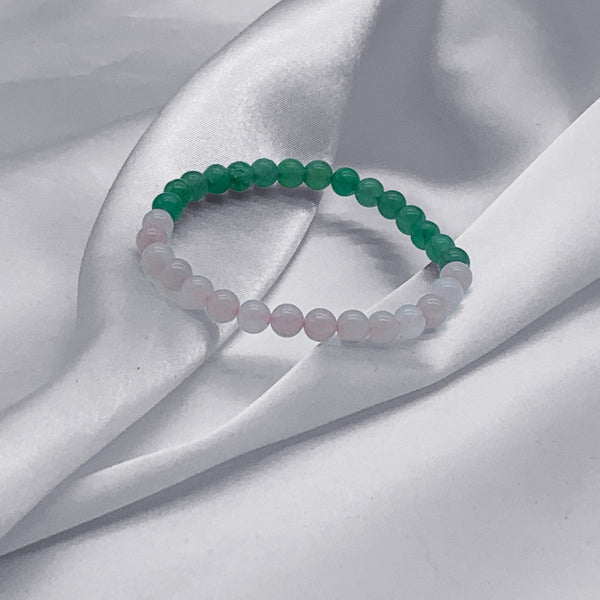 Rose Quartz & Green Aventurine Beaded Bracelet