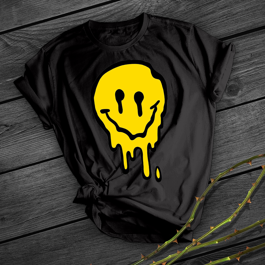 Keep on Smiling Melting Smiley Face Tee Shirt, Trippy Smiley Face shir –  Fractalista Designs