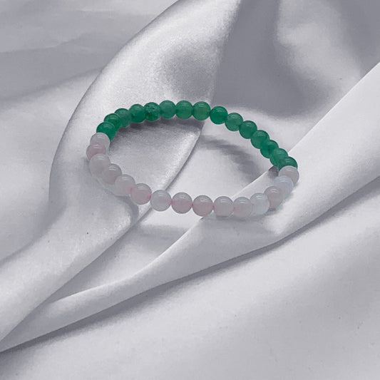 Rose Quartz & Green Aventurine Beaded Bracelet