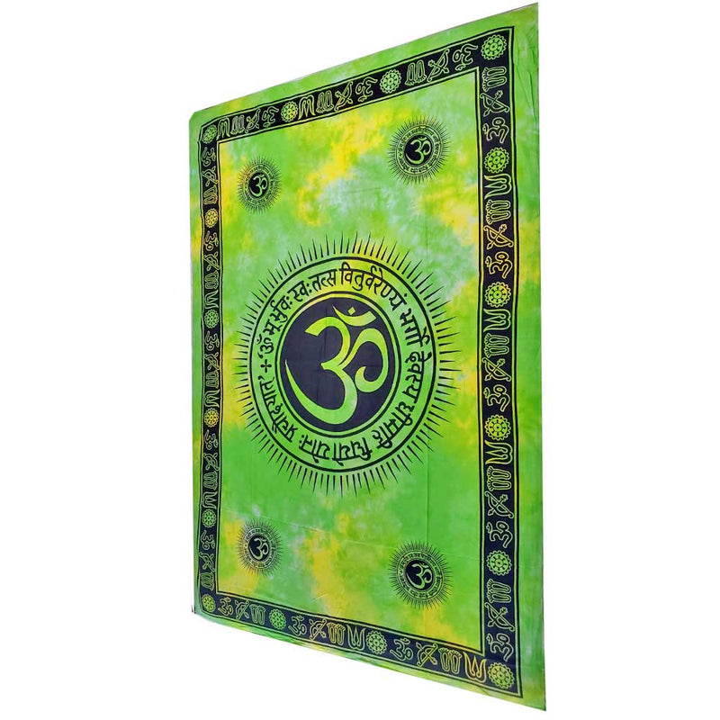 Aum Shanti Yoga Brushstroke Art Tie Dye Geometric Wall Tapestry