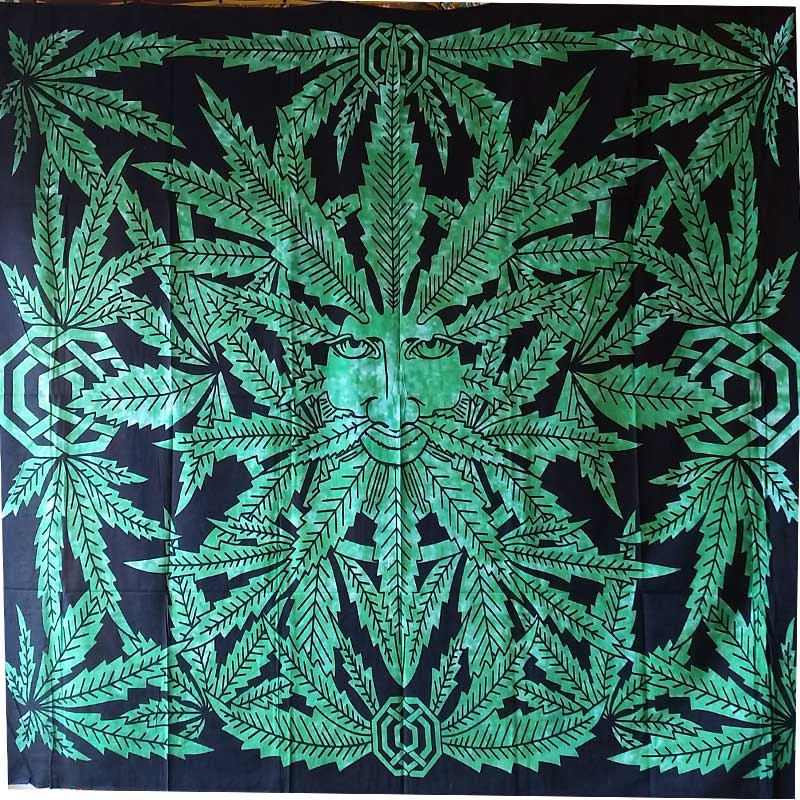 The Green Ganja Man Full Size Wall Art Tapestry